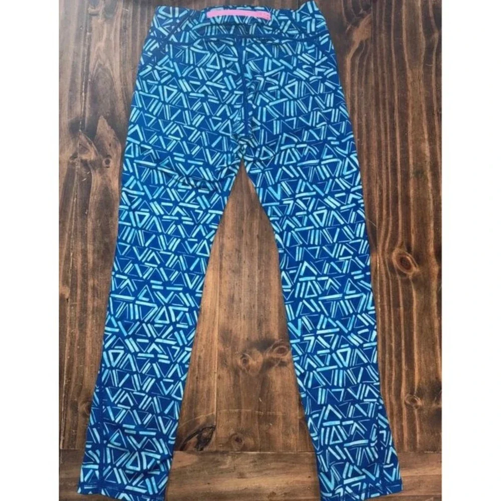 Zella from Nordstrom Blue Geometric Athletic Athleisure Leggings Zipper Pocket